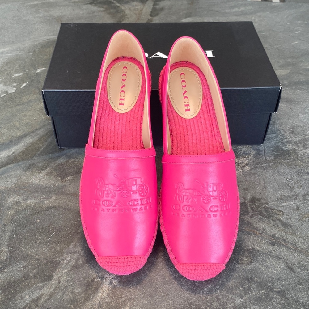 Coach Charlie Leather Espadrille Bold Pink Size 9B NWT